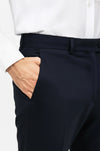 Navy Blue Slim Fit Plain Dress Trousers – Wessi