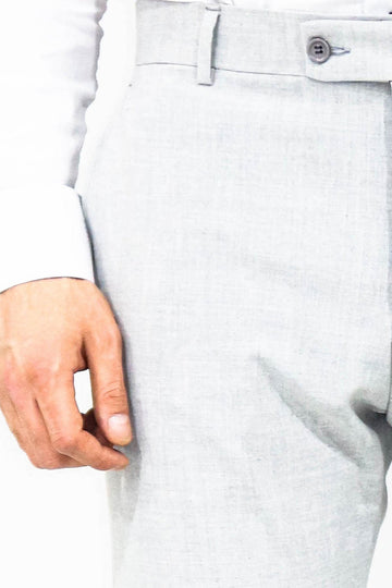 Light Grey Slim Fit Plain Trousers – Wessi