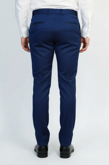 Dark Blue Slim Fit Plain Trousers – Wessi