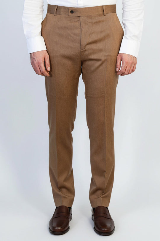 Tan Slim Fit Plain Trousers – Wessi