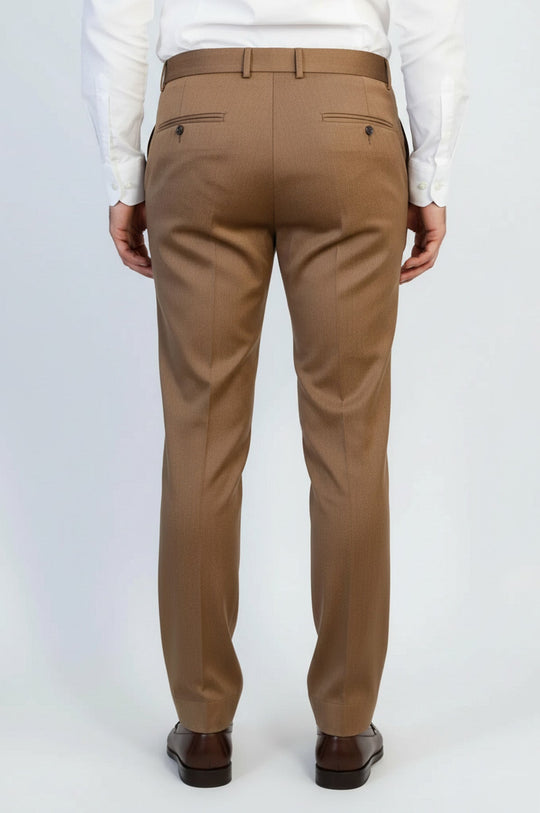 Tan Slim Fit Plain Trousers – Wessi