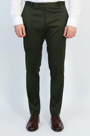 Green Slim Fit Plain Dress Trousers – Wessi