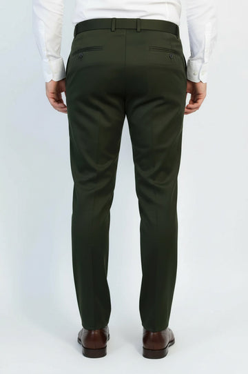 Green Slim Fit Plain Dress Trousers – Wessi