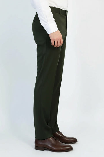 Green Slim Fit Plain Dress Trousers – Wessi