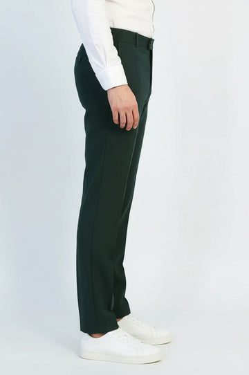 Dark Green Slim Fit Plain Dress Trousers – Wessi