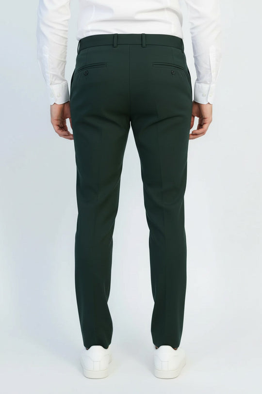 Dark Green Slim Fit Plain Dress Trousers – Wessi