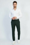 Dark Green Slim Fit Plain Dress Trousers – Wessi