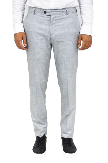 Grey Slim Fit Textured Two-Pocket Trousers – Wessi