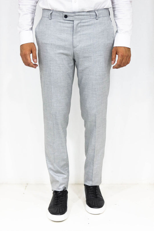 Grey Slim Fit Textured Two-Pocket Trousers – Wessi