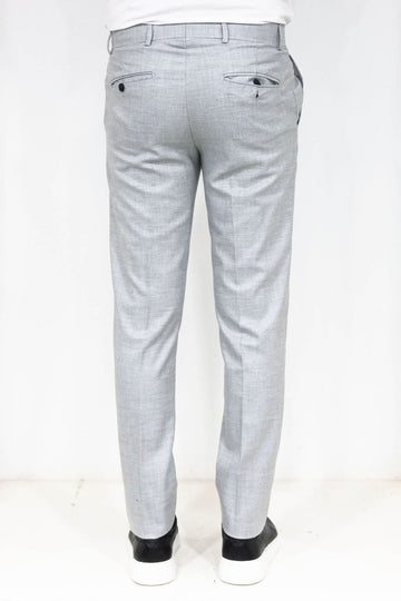 Grey Slim Fit Textured Two-Pocket Trousers – Wessi