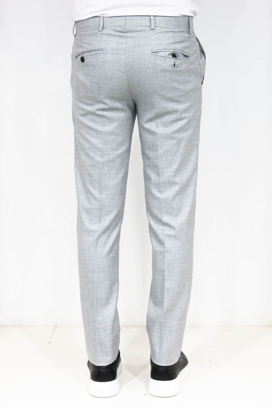 Grey Slim Fit Textured Two-Pocket Trousers – Wessi