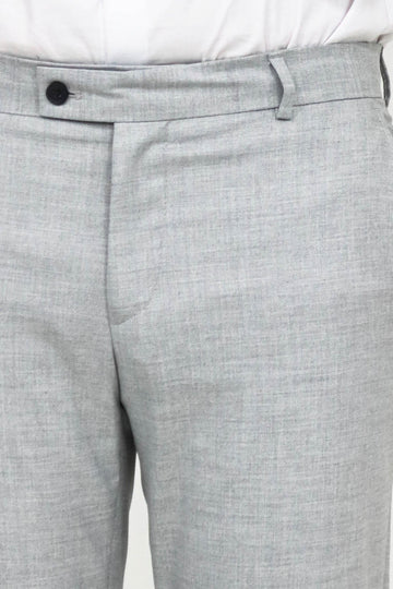 Grey Slim Fit Textured Two-Pocket Trousers – Wessi