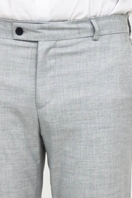 Grey Slim Fit Textured Two-Pocket Trousers – Wessi