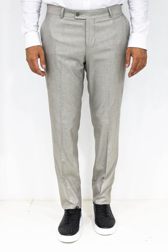 Cream Slim Fit Textured Two-Pocket Trousers – Wessi