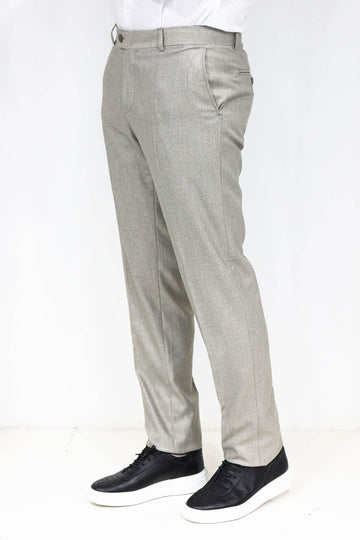 Cream Slim Fit Textured Two-Pocket Trousers – Wessi