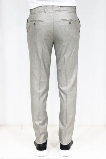 Cream Slim Fit Textured Two-Pocket Trousers – Wessi