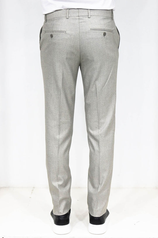 Cream Slim Fit Textured Two-Pocket Trousers – Wessi