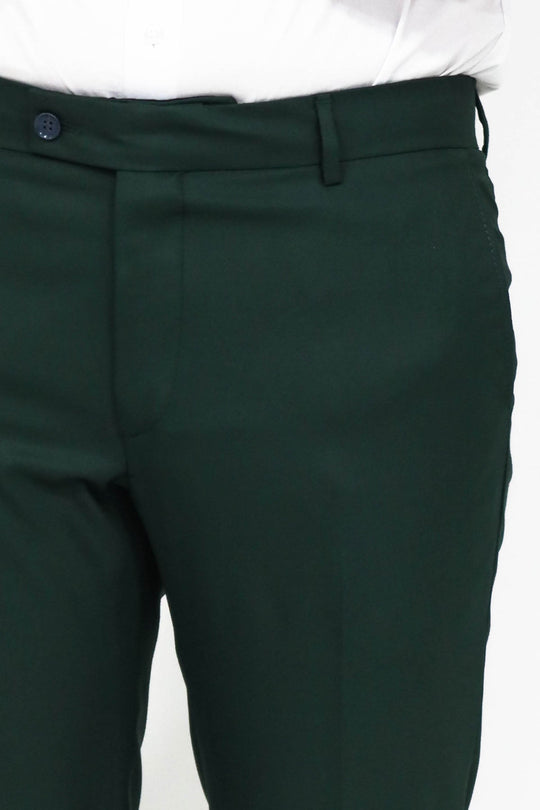 Dark Green Slim Fit Textured Two-Pocket Trousers – Wessi