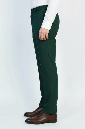 Dark Green Slim Fit Textured Two-Pocket Trousers – Wessi