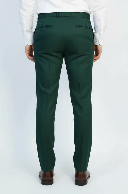 Dark Green Slim Fit Textured Two-Pocket Trousers – Wessi