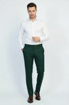 Dark Green Slim Fit Textured Two-Pocket Trousers – Wessi