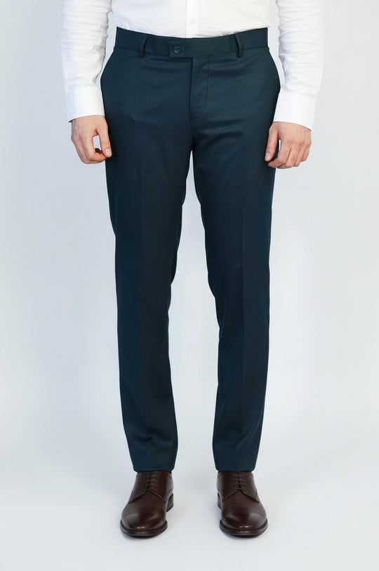 Oil Green Slim Fit Textured Two-Pocket Trousers – Wessi