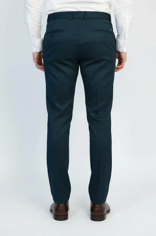 Oil Green Slim Fit Textured Two-Pocket Trousers – Wessi