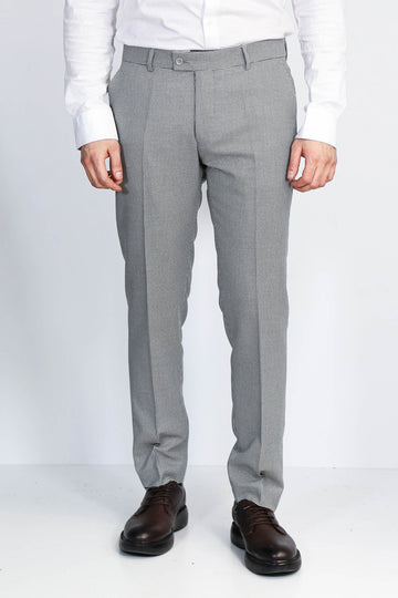 Grey Slim Fit Check Dress Trousers – Wessi