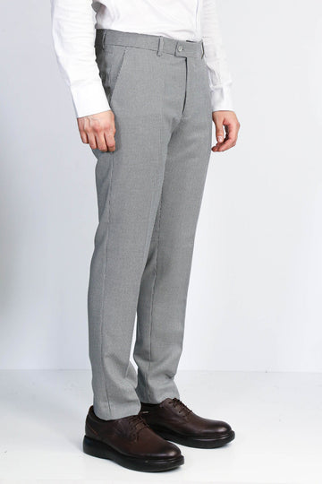 Grey Slim Fit Check Dress Trousers – Wessi