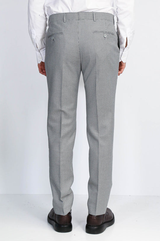 Grey Slim Fit Check Dress Trousers – Wessi