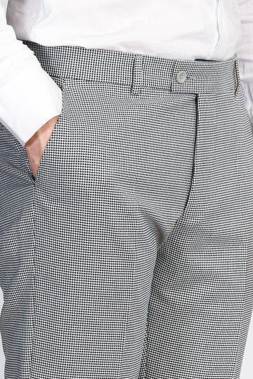 Grey Slim Fit Check Dress Trousers – Wessi