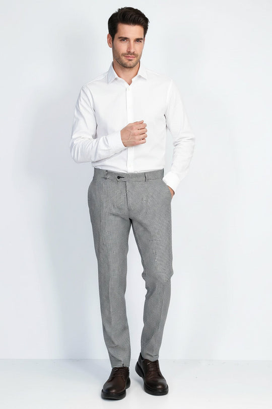 Black Slim Fit Houndstooth Trousers – Wessi