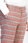 Grey Slim Fit Red Check Trousers – Wessi