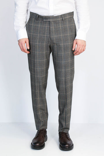 Anthracite Slim Fit Checked Trousers – Wessi