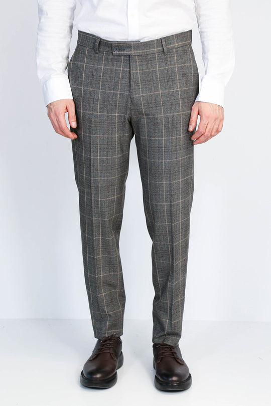 Anthracite Slim Fit Checked Trousers – Wessi