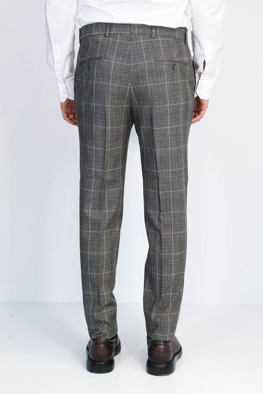 Anthracite Slim Fit Checked Trousers – Wessi