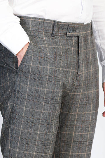 Anthracite Slim Fit Checked Trousers – Wessi