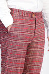 Burgundy Slim Fit Checked Trousers – Wessi