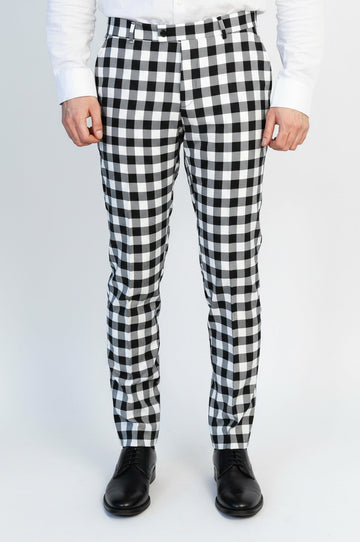 Black Slim Fit Checked Trousers – Wessi