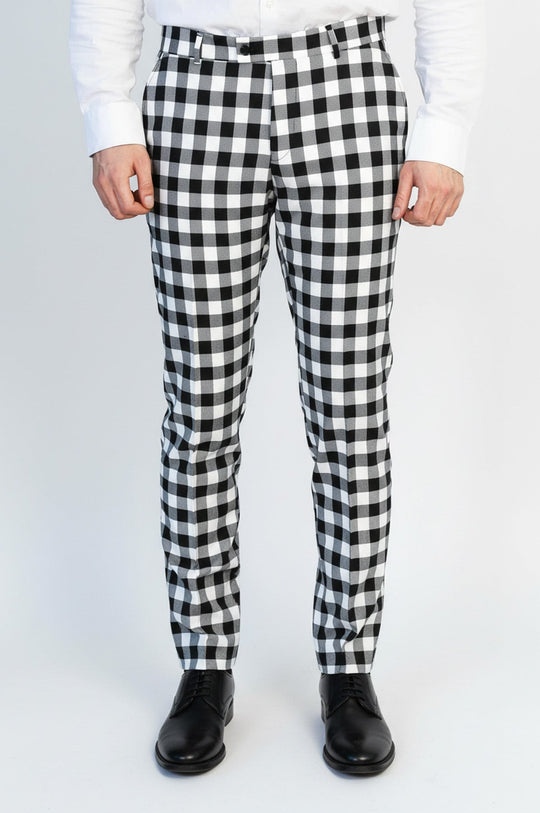Black Slim Fit Checked Trousers – Wessi