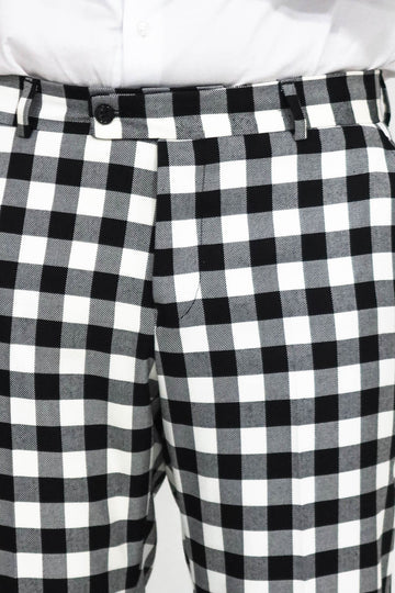 Black Slim Fit Checked Trousers – Wessi