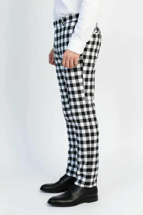 Black Slim Fit Checked Trousers – Wessi