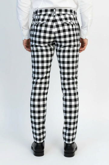 Black Slim Fit Checked Trousers – Wessi