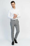 Black Slim Fit Checked Trousers – Wessi