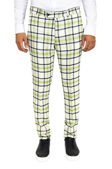 Grey Slim Fit Checked Trousers – Wessi