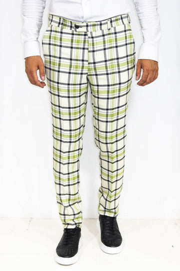 Grey Slim Fit Checked Trousers – Wessi