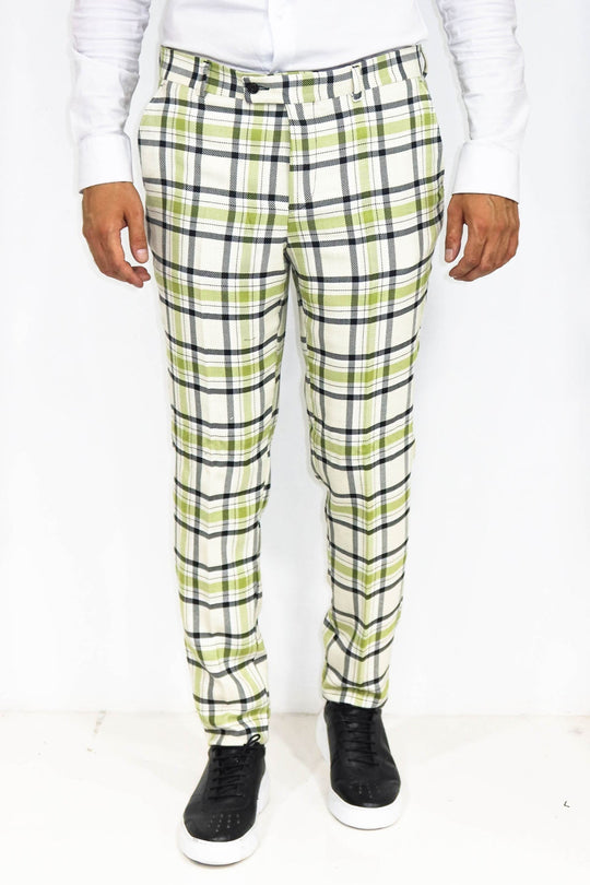 Grey Slim Fit Checked Trousers – Wessi