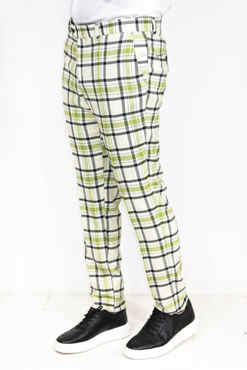 Grey Slim Fit Checked Trousers – Wessi