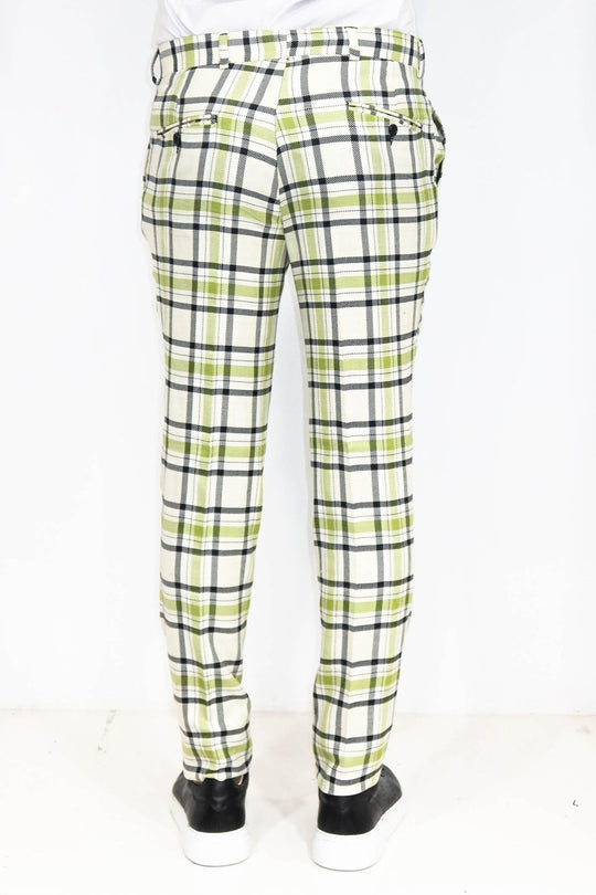 Grey Slim Fit Checked Trousers – Wessi