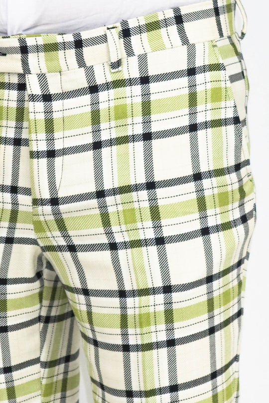Grey Slim Fit Checked Trousers – Wessi